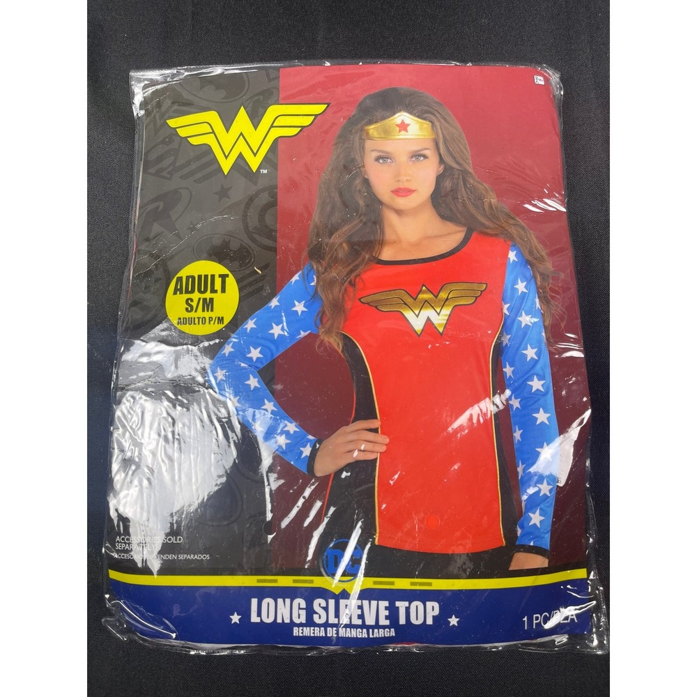 DC Comics Wonder Woman Long Sleeve Costume Top Womens SM Red Blue Superhero
